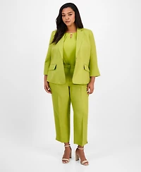 Kasper Plus Linen-Blend Blazer