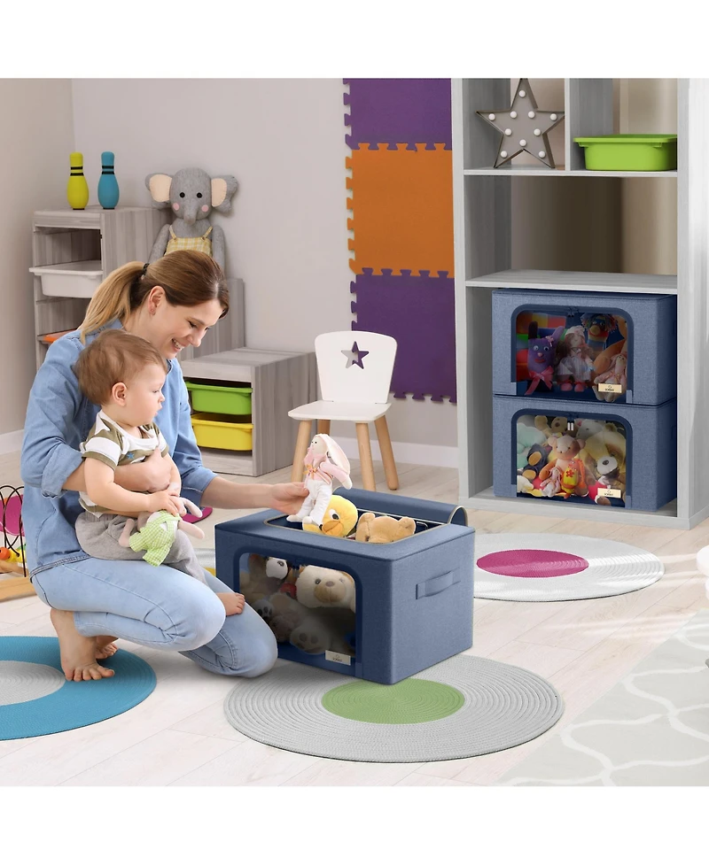 Sorbus Pack Foldable Storage Box - Metal Frame, Oxford Fabric, Large Window & Handles - Organization for Bedroom