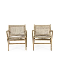 Streamdale Acadia Wood and Woven Wicker Set of 2 Club Chairs for Outdoor Relaxation