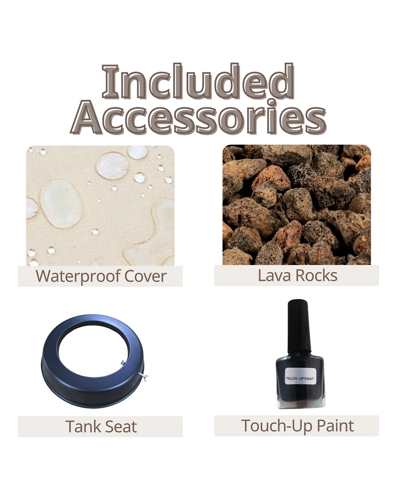 Streamdale Outdoor Fire Pit Table, 35" Square Stone, 50,000 Btu Burner, Free Lava Rocks and Cover