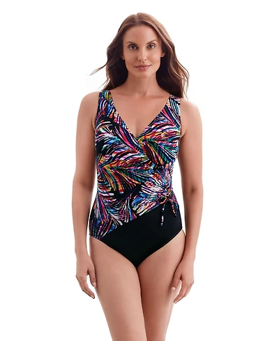 Longitude by Mimi Flamingo Women's Coolangata Shirred Faux Tie Surplice One Piece Swimsuit