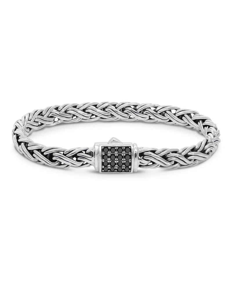 Black Spinel & Sterling Silver Paddy Oval 7mm Chain Bracelet, Medium 7.5 in