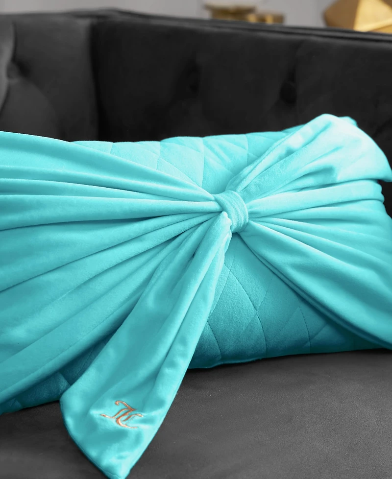 Juicy Couture Velvet Bow Decorative Pillow, 10" x 18"