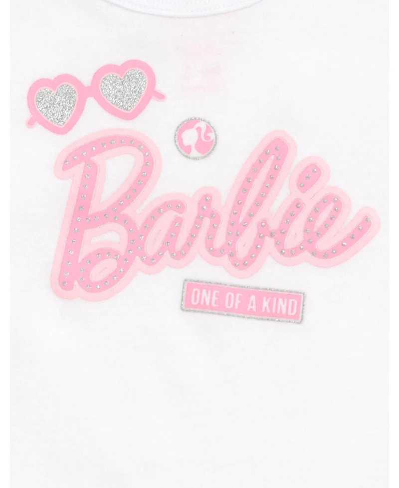 Barbie Baby Girls Bodysuit Ruffle Skirt and Bow Headband 3 Piece Outfit Set Newborn to