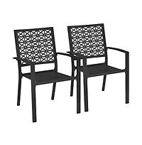 Yaheetech Set of 2 Outdoor Modern Steel Dining Chairs
