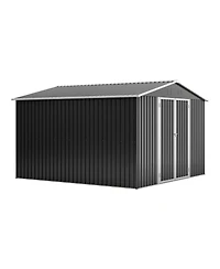 Streamdale 10x10 Ft Outdoor Metal Storage Shed with Lockable Doors and Frame