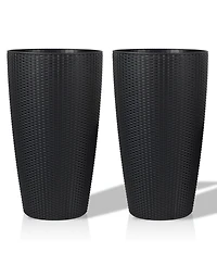 Streamdale Modern 22.5" Rattan Design Planter with Self-Watering System (2-Pack)