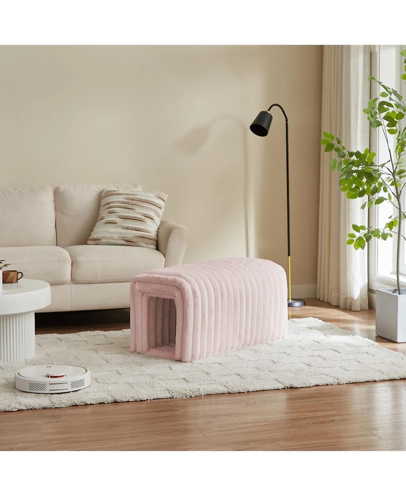Streamdale Corduroy Ottoman with Storage and Footrest A Cat's Hideaway