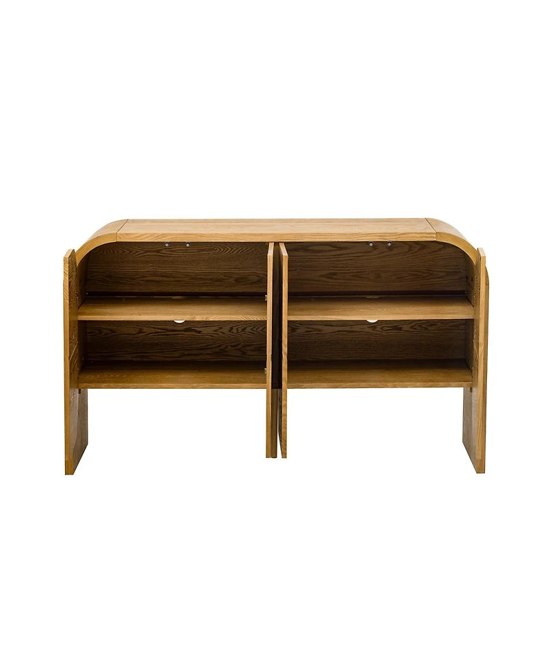 Streamdale Retro 4-Door Buffet Cabinet with Large Storage (Natural)