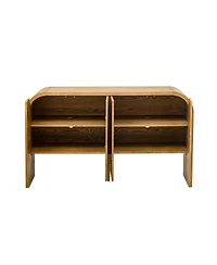 Streamdale Retro 4-Door Buffet Cabinet with Large Storage (Natural)
