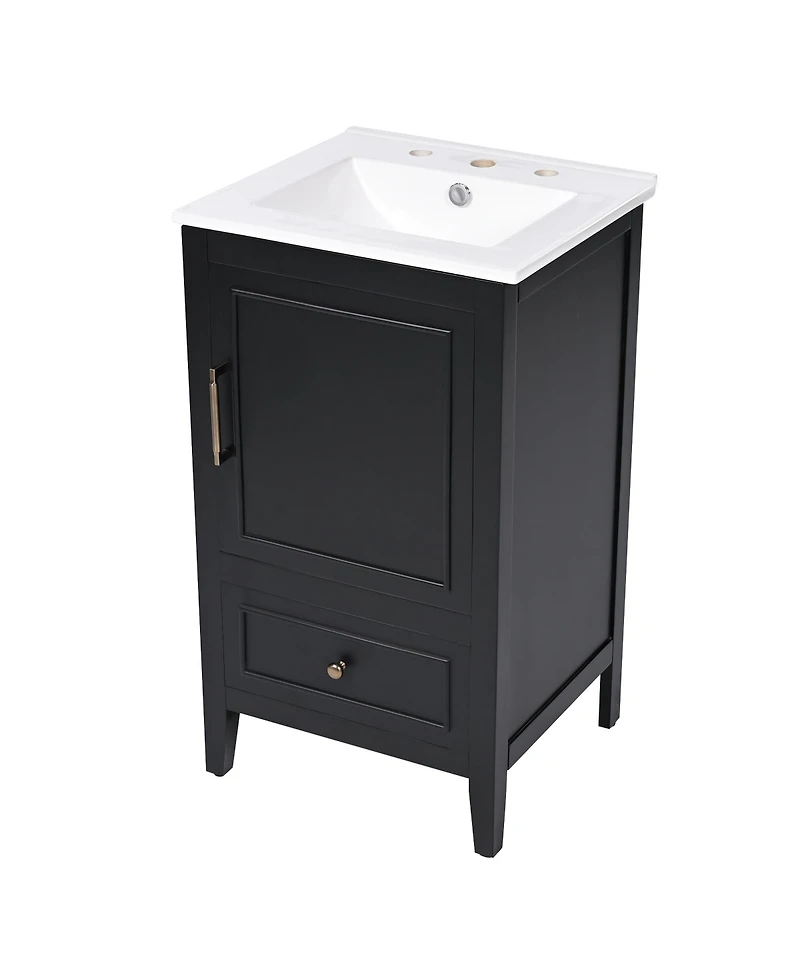 Streamdale 20" Black Vanity with Sink, Cabinet Door & Drawer
