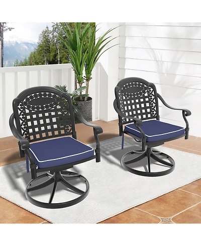 Streamdale Cast Aluminum Patio Swivel Chair 2PCS With Black Frame and Cushions In Random Colors