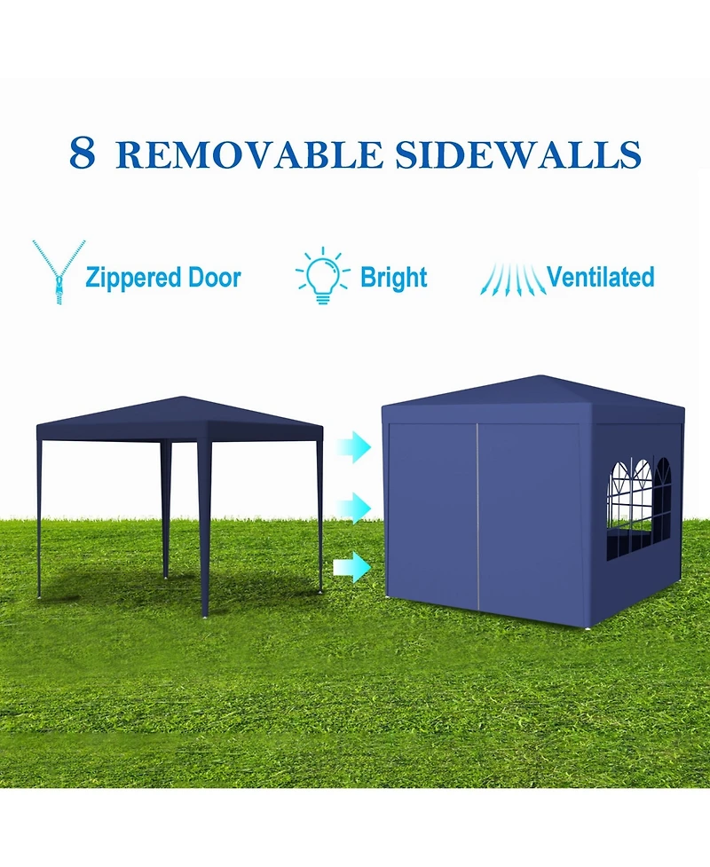 Streamdale 10'x10' Party Tent Outdoor Heavy Duty Gazebo Wedding Canopy + 4 Removable Walls, Blue