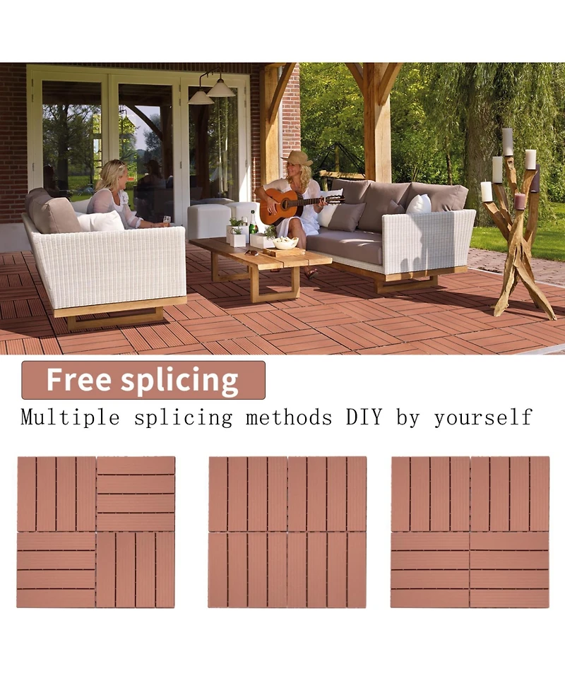 Plastic Interlocking Deck Tiles, 11.8"x11.8" (44 Pack), All-Weather Patio Flooring
