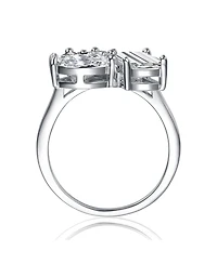 Sterling Silver White Gold Plated with Clear Cubic Zirconia 3-Stone Ring