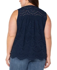 Liverpool Plus Cotton Eyelet Sleeveless Blouse