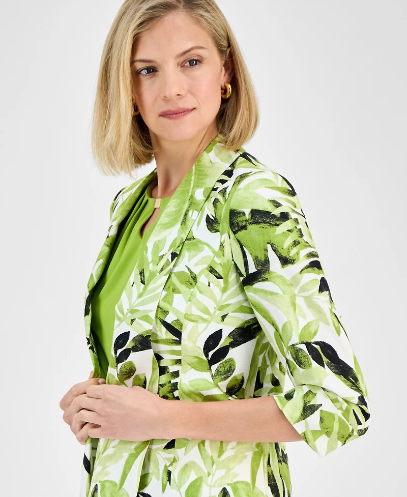 Kasper Women's Tropical-Print Linen-Blend Jacket