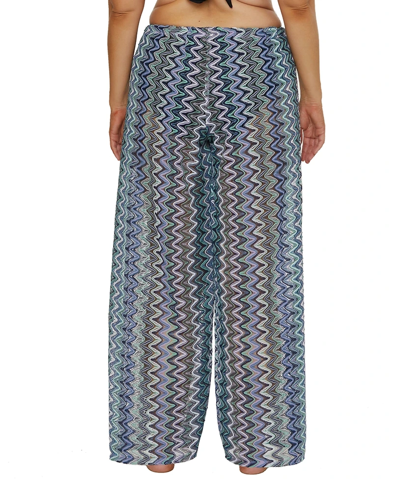 Becca Etc Plus Sundown Stripe Crochet Split-Leg Pants Swim Cover-Up