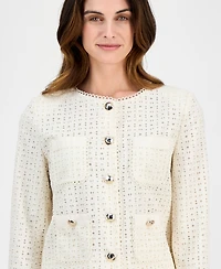 Anne Klein Women's Cotton Eyelet Button-Front Jacket