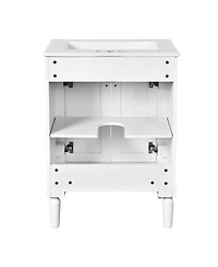 Streamdale Modern 24" Single Sink Bathroom Vanity Cabinet with Top Sink & Storage Shelves