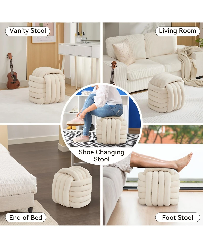 Streamdale Modern Knot Design Ottoman Stylish and Comfortable