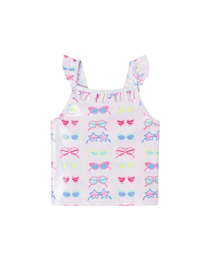 Toddler/Child Girls Foil Sunglasses Print Tankini w/Ruffle Details