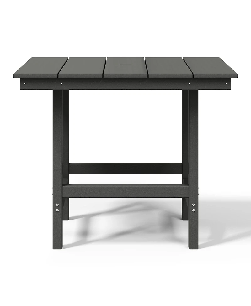 Outdoor Hdpe 36" Square Patio Dining Table with Umbrella Hole