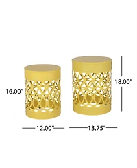 Streamdale Modern Minimalist Side Table Set with Iron Cut Design