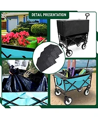 Streamdale Multi-Use Foldable Wagon Cart with Liner Bags, Blue