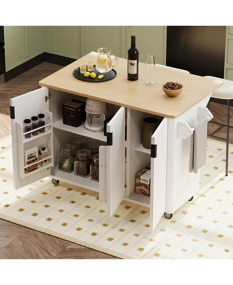 Streamdale Farmhouse Kitchen Island on Wheels with Storage