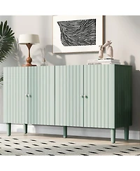 Streamdale Elegant Four-Door Sideboard with Wavy Doors, Cylindrical Legs & Metal Handles