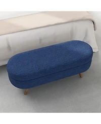 Streamdale Ottoman Oval Storage Bench,Rubber Wood Legs,Blue(43.5"x16"x16")