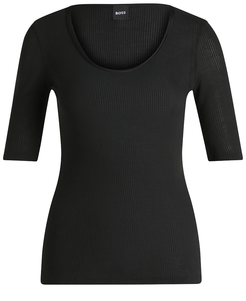 Boss by Hugo Women's Ribbed Scoop Neck T-Shirt