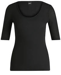 Boss by Hugo Women's Ribbed Scoop Neck T-Shirt