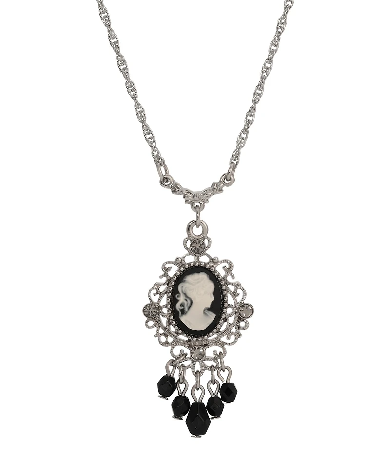 2028 Resin Cameo Glass Crystal Necklace