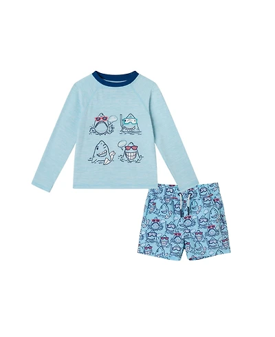 Toddler/Child Boys Shark Graphic Rashguard Set