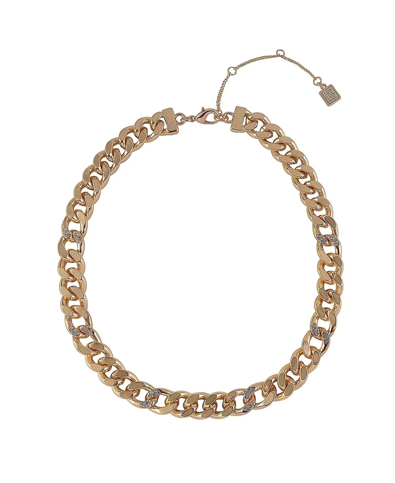 Laundry by Shelli Segal Gold Tone Chunky Chain Necklace with Pave Stones