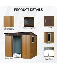 Streamdale 8 ft x 6 ft Outdoor Metal Storage Shed with Window and Transparent plate for Garden, Lawn (Coffee)