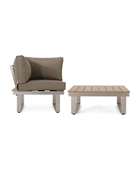 Streamdale Rust-Resistant Sectional Sofa with Faux Wood Accents and Water-Resistant Cushions