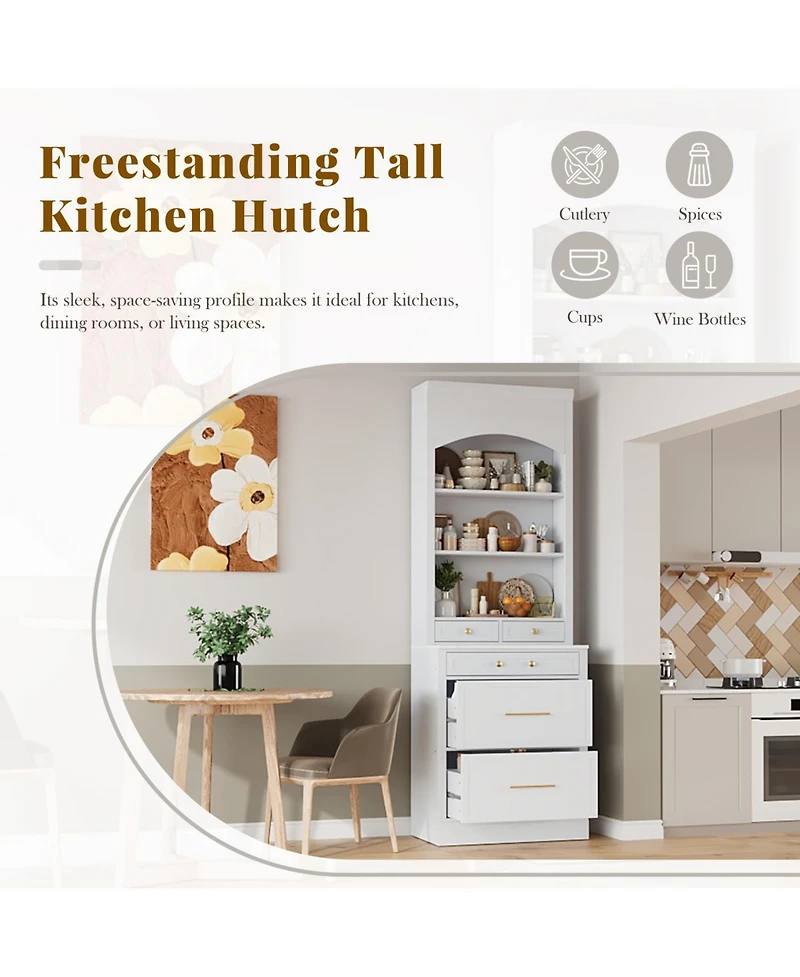 Streamdale 83.7" Tall Kitchen Pantry with Faux Marble Top and Drawers