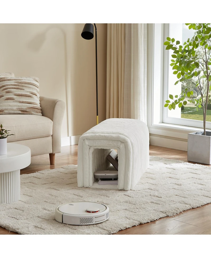 Streamdale Ottoman Storage Bench Pet Supplies Corduroy Bench Cat's nest to hide For the Living Room, Entryway and Bedroom