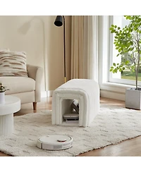 Streamdale Ottoman Storage Bench Pet Supplies Corduroy Bench Cat's nest to hide For the Living Room, Entryway and Bedroom