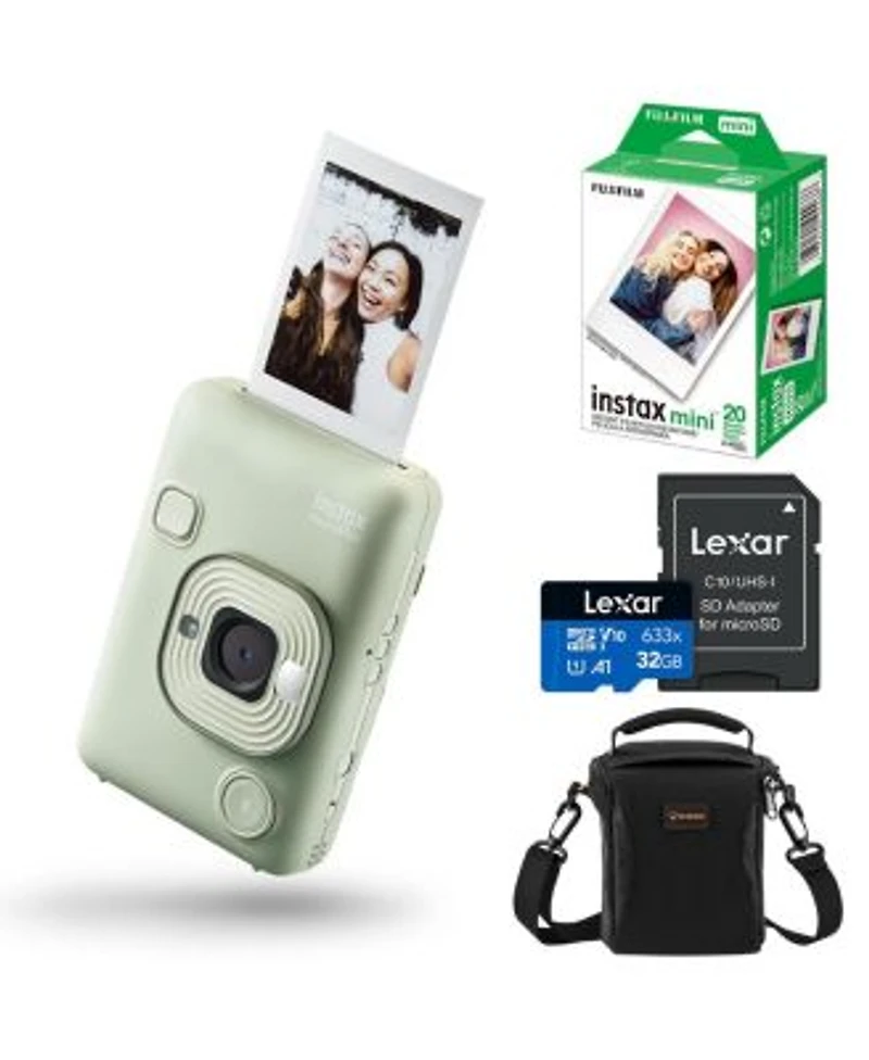 Fujifilm Instax Mini Liplay Hybrid Instant Camera Matcha Green Bundle With 20 Exposures Film Pack 32gb Uhs I Microsdhc Memory Card Shoulder Bag