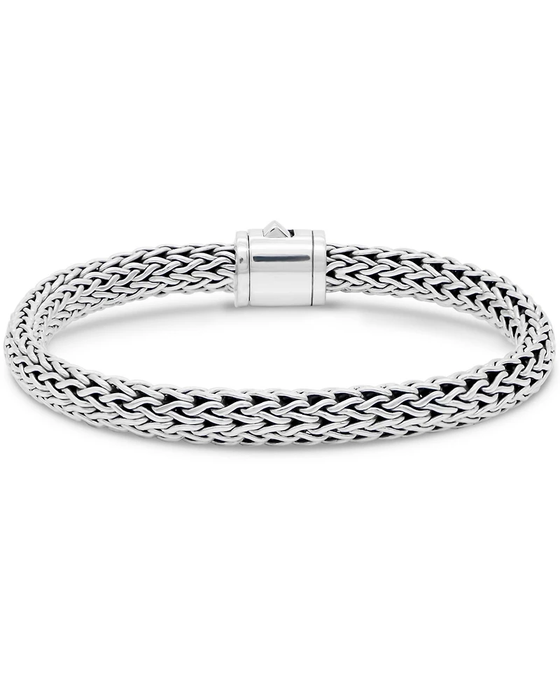 Sterling Silver Dragon Bone Oval 7mm Chain Bracelet, Large 8.0 in