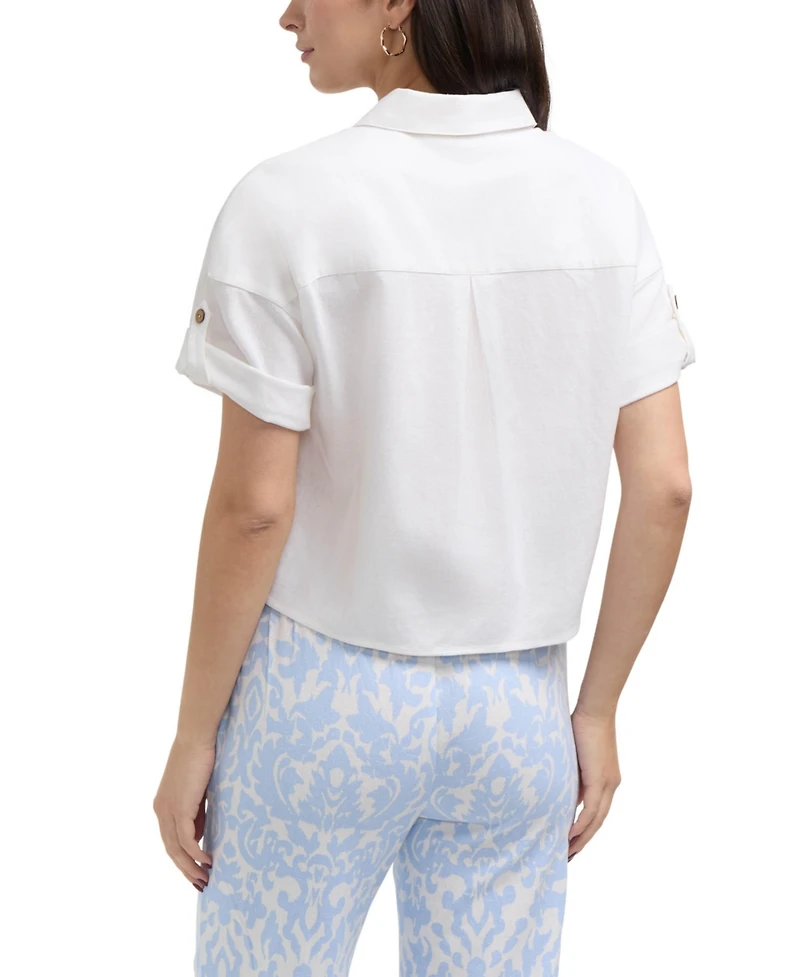 Ellen Tracy Women s Camp Shirt with Button Front