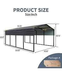 Streamdale 12x20 Ft Metal Carport,Heavy Duty Canopy Galvanized Steel Outdoor Garage for Snow,Waterproof Car Shelter