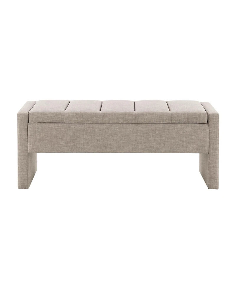 Streamdale Upholstered Bed End Bench with Storage, Linen Grey-Brown