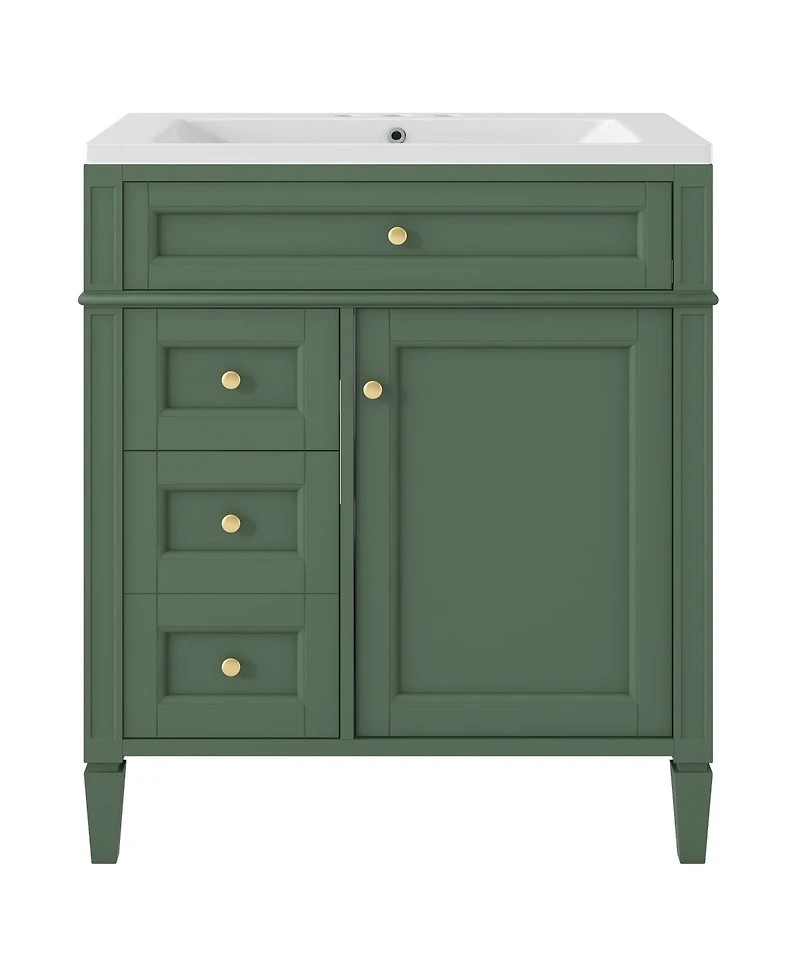 30" Modern Bathroom Vanity with Top Sink and Storage