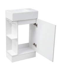 Streamdale 18.6" Bathroom Vanity with Sink, Bathroom Vanity Cabinet with Two-tier Shelf, Left or Right Orientation, White