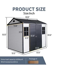 Streamdale 8x6 Resin Outdoor Storage Shed with Lockable Door and Windows